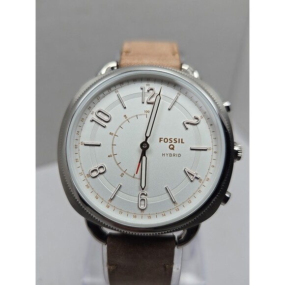 Fossil Q Hybrid Womens Silver White Dial Tan Leather Smartwatch New Battery - Picture 4 of 12
